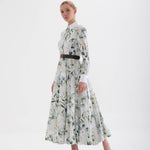 Verdure Beyaz Çiçek Desenli Gömlek Elbise