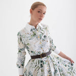 Verdure Beyaz Çiçek Desenli Gömlek Elbise