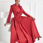 Volan Detaylı Saf İpek Elbise