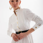 Lavelia Elbise - Beyaz Nervür Detaylı Volanlı Elbise