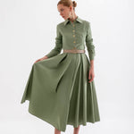 Verda Elbise -  Yeşil Biyeli Gömlek Elbise