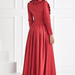 Volan Detaylı Saf İpek Elbise