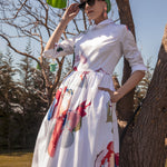 Desenli Beyaz Elbise