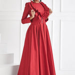 Volan Detaylı Saf İpek Elbise